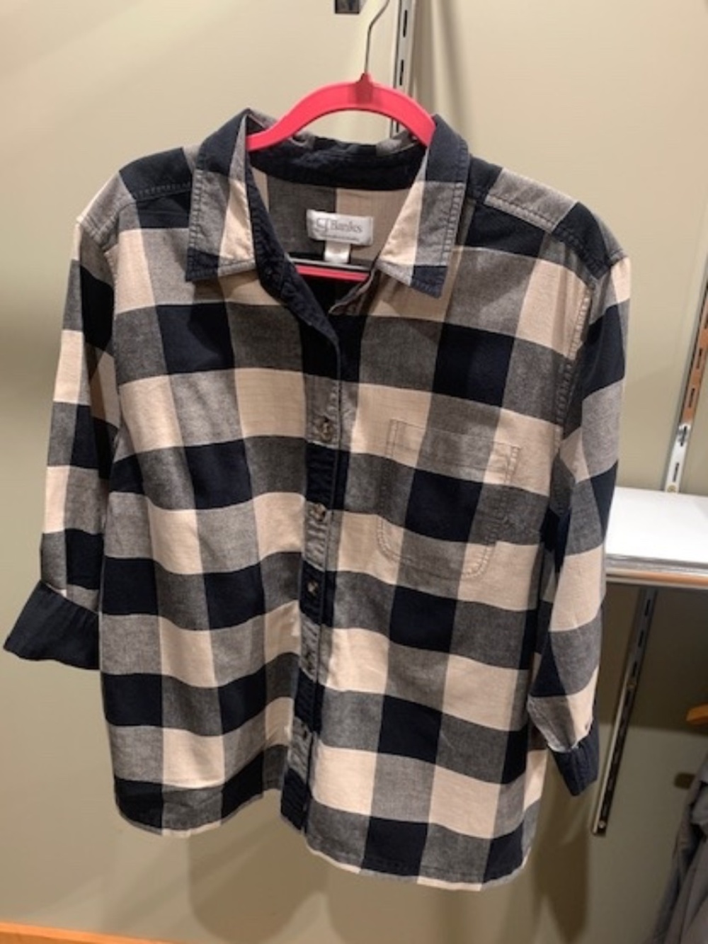 CJ Banks Black and Tan Buffalo Plaid Shirt Size 2X